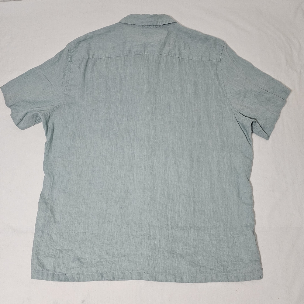 Theory Irving Linen Shirt XXL Sage Green Short Sleeve Button Up Luxury Minimalis - Picture 4 of 7